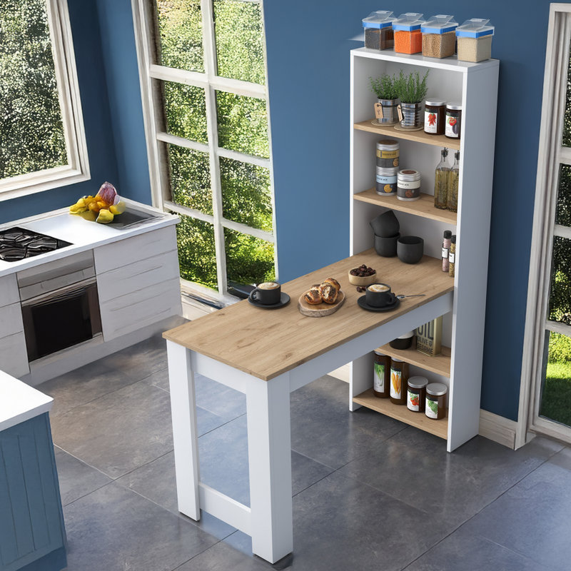 Hokku Designs LShaped Kitchen Table With 3 Shelves Wayfair